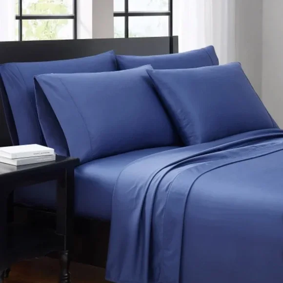 Navy blue Pima Cotton sheet set - Picture 2 of 5